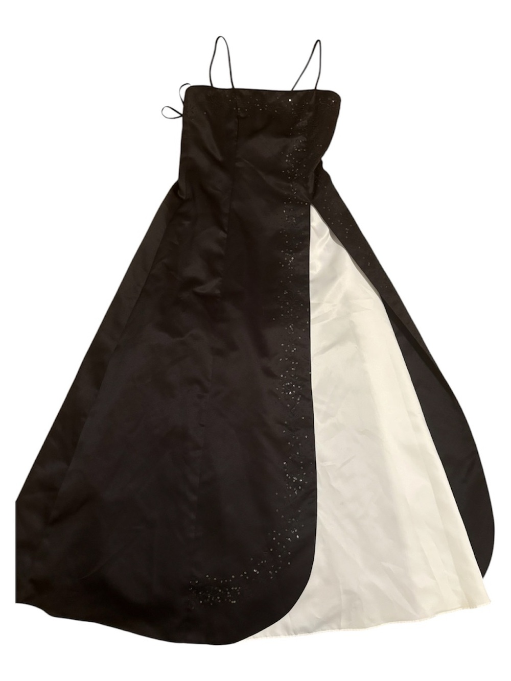 🌹🌹Black & White Spaghetti-Strap Evening Dress